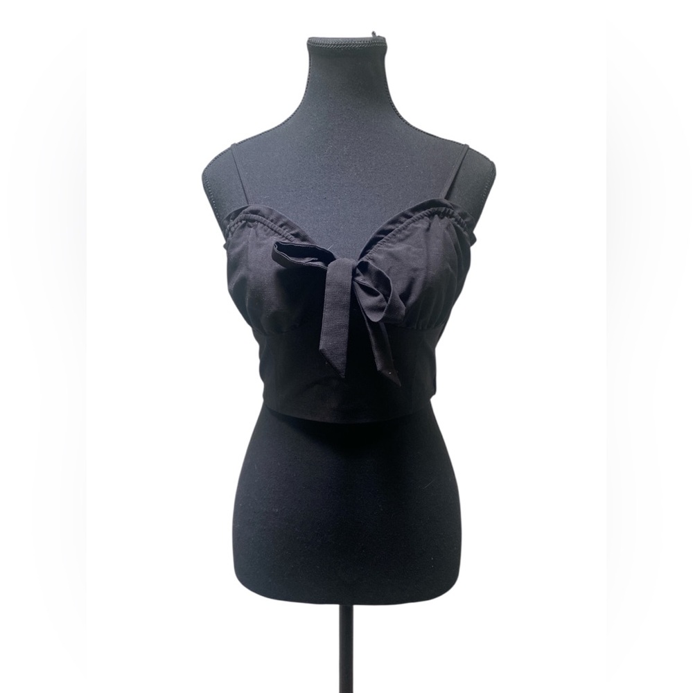 Chic Black Bow Crop Top S GUC
